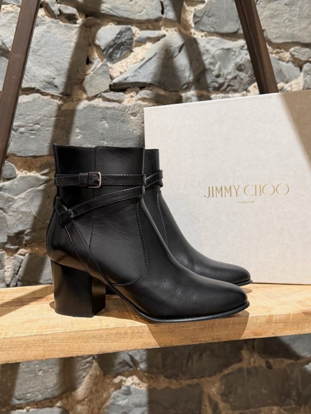 Jimmy Choo Black Leather Harris 65 Heeled Ankle Boots
